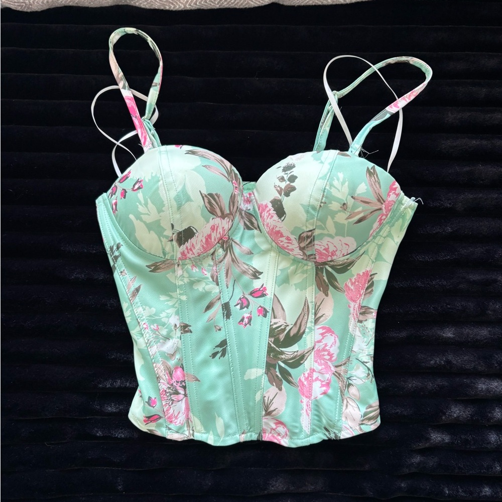 JLUXE Floral Bustier Top & skirt with slit